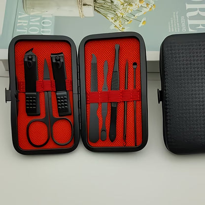 1pc Stainless Steel All-in-One Care Set: Red Nail Clipper